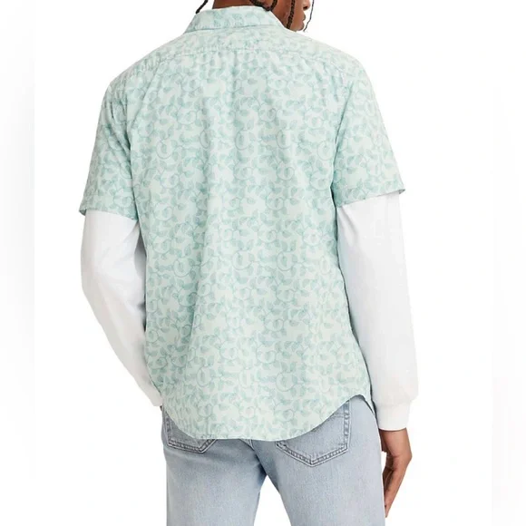 NWT-Levi's | Starlight Blue Swirly Florals Pocket Short-Sleeve Button-Up - Men - Picture 2 of 8